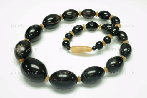 12x8mm-28x20mm Buffalo & Amber Horn Beads Necklace 20" [z7716]