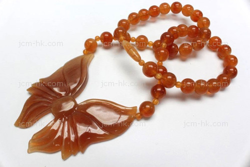 66x75mm Amber Horn Necklace 18" [z7542]