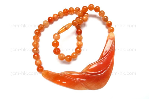 45x35mm Amber & Buffalo Horn Necklace 18" [z7550]