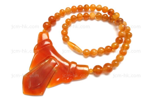 72x52mm Amber Horn Necklace 18" [z7551]