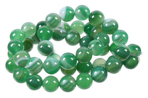 10mm Green Stripe Agate Round Beads 15.5" dyed [10f23]