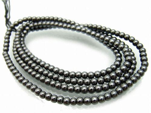 3mm Hematite Round Beads 15.5" synthetic [3a21]