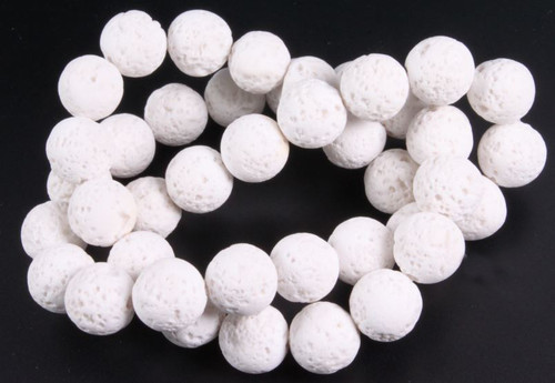 10mm Volcano White Lava Round Beads 15.5" natural [10d54]