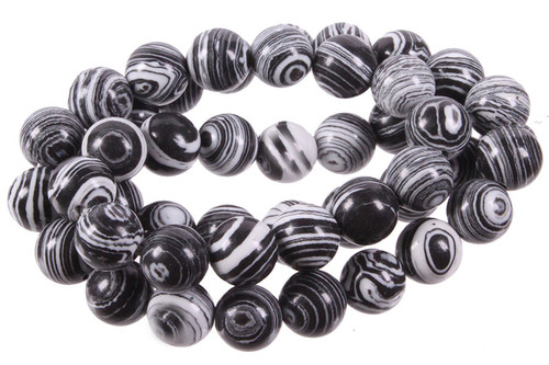 10mm Black Lace Malachite Round Beads 15.5" synthetic [10r49k]