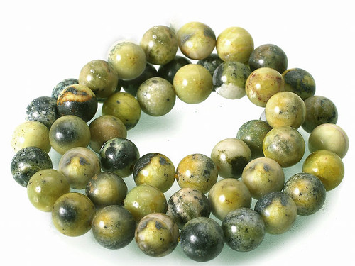 10mm Yellow Serpentine Round Beads 15.5" natural [10b33]
