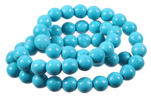 10mm Blue Turquoise Round Beads 15.5" stabilized [10d24]