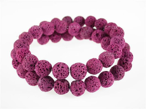 10mm Volcano Pink Lava Round Beads 15.5" dyed [10kf]