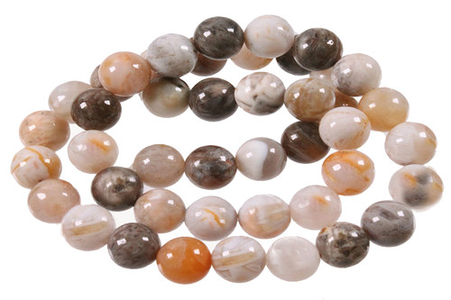 10mm Bamboo Agate Round Beads 15.5" natural [10r74]
