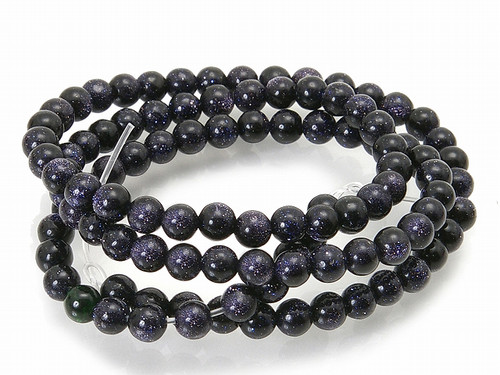 3mm Blue Goldstone Round Beads 15.5" synthetic [3d25]
