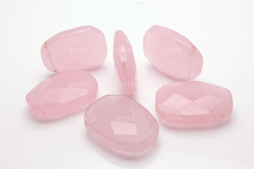25x35mm Pink Quartz Faceted (6pcs.) Beads 15.5" dyed [w411]