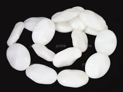 18x25mm Snow Jade Oval Wave Beads 15.5" natural [wa121]