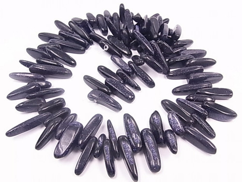 18-20mm Blue Goldstone Briolette Beads 15.5" synthetic [c2d25]