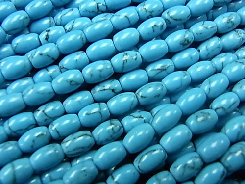 4x6mm Turquoise Rice Beads 15.5" synthetic [s2a14-4]