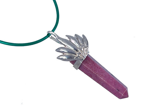 925 Sterling Silver 45mm Rhodonite Healing Crystal Point Pendant [y735-r14]