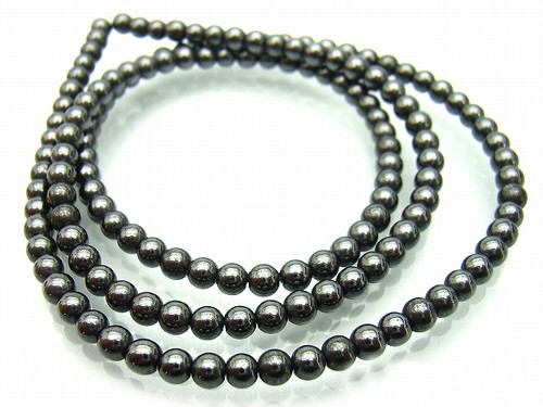 4mm Hematite Round Beads 15.5" synthetic [4a21]