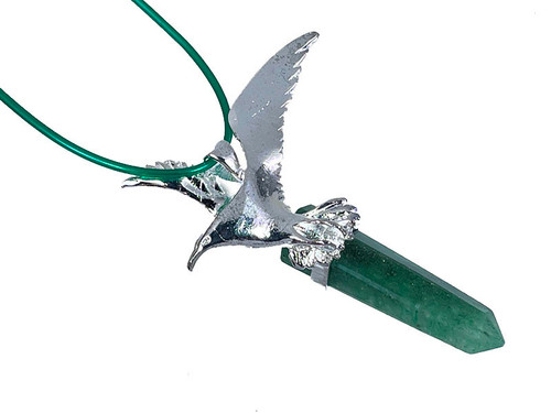 60mm Silver Plated Seagull Pendant With Aventurine [y740-b2]