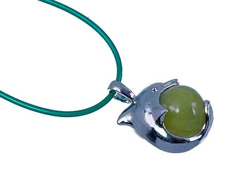 25mm Jumping Dolphin Pendant With 12mm Nephrite Jade Ball [y745-a18]
