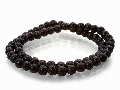 4mm Volcano Black Lava Round Beads 15.5" natural [4d50]
