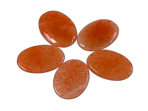 13x18mm Red Aventurine Oval Cabochon 5pcs. 2.5mm thick [y722c]