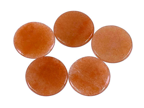 20mm Red Aventurine Round Cabochon 5pcs. 2.5mm thick [y725e]