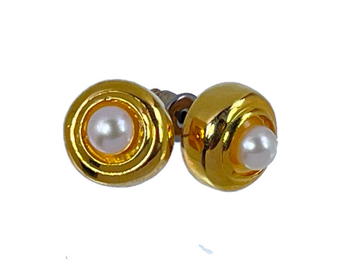 10mm (for 6mm Cabochon) 18k Gold Plated Earring Setting 6pcs. [y353a]