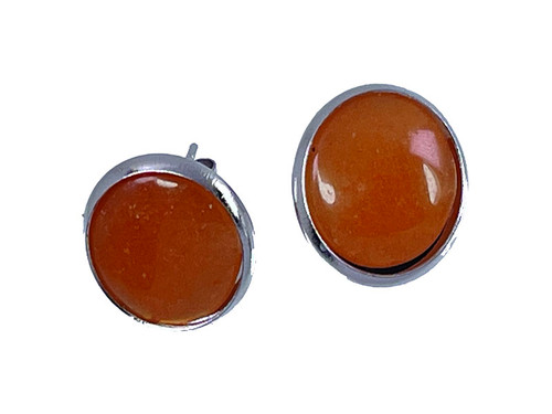 12mm Red Aventurine Round Cabochon Earwire Earring [y724cu]