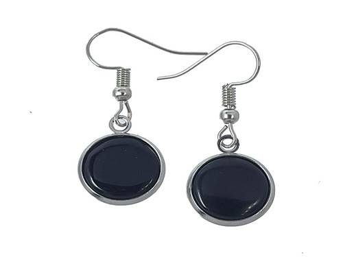 12mm Black Onyx Round Cabochon Earwire Earring [y724at]