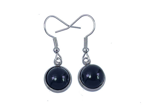 10mm Black Onyx Round Cabochon Post Earring [y715at]