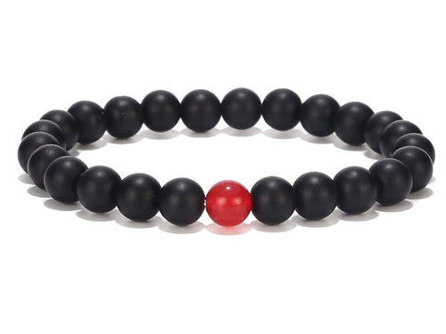 8mm Onyx Obsidian Elastic Bracelet 7.5" [b3b65r]