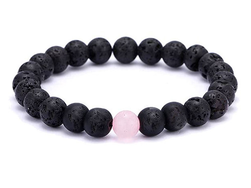 4mm Volcano Black Lava Elastic Bracelet 7.5" natural [b1d50f]