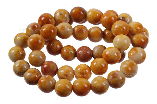 10mm Yellow Sesame  Agate Round Beads 15.5" dyed [10g4y]