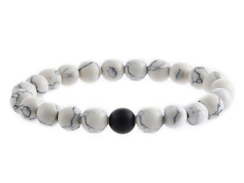 6mm White Howlite Elastic Bracelet 7.5" natural [b2b9b]