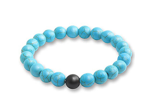 6mm Blue Turquoise Elastic Bracelet 7.5" stabilized [b2d21k]