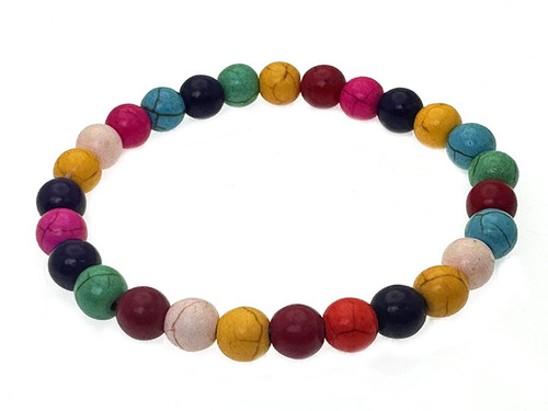 8mm Mix Magnesite Elastic Bracelet 7.5" [b3tx]