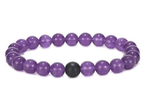 8mm Amethyst Elastic Bracelet 7.5" natural [b3m1k]