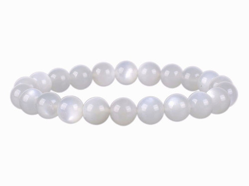 8mm Mother Of Pearl Elastic Bracelet 7.5" natural [b3d53]