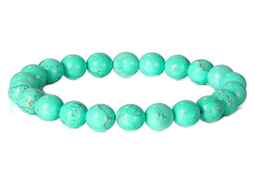 8mm Green Turquoise Elastic Bracelet 7.5" stabilized [b3d22]