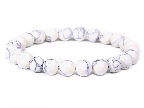 8mm White Turquoise Elastic Bracelet 7.5" stabilized [b3d23]