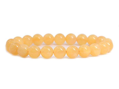 8mm Yellow Chalcedony Elastic Bracelet 7.5" dyed [b3b92]