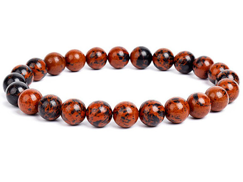 8mm Mahogany Obsidian Elastic Bracelet 7.5" natural [b3b28]