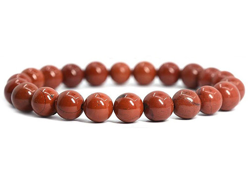 8mm Red Jasper Elastic Bracelet 7.5" natural [b3r12]