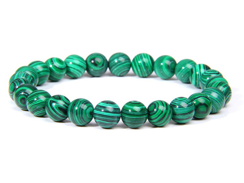 4mm Green Malachite Elastic Bracelet 7.5" synthetic [b1r37]