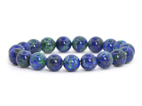 8mm Azurite Malachite Elastic Bracelet 7.5" natural [b3r66]