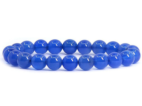 8mm Blue Agate Elastic Bracelet 7.5" dyed [b3f12]