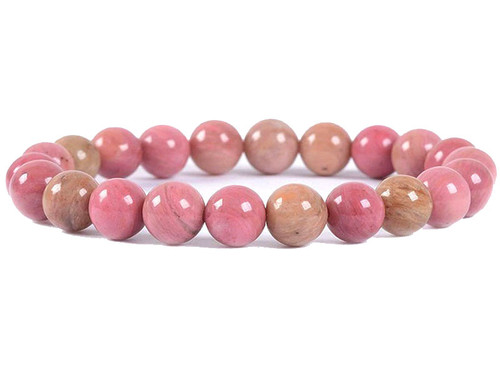 8mm Pink Rhodonite Elastic Bracelet 7.5" natural [b3r15]