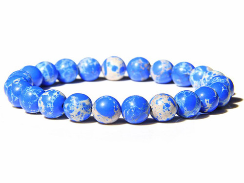 4mm Lapis Sea Sediment Elastic Bracelet 7.5" dyed [b1r55l]