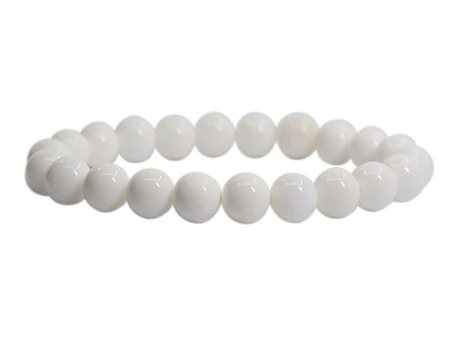 6mm White Obsidian Elastic Bracelet 7.5" Natural Dyed [b2b98]