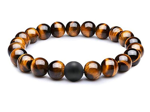 4mm Yellow Tiger Eye Elastic Bracelet 7.5" dyed [b1da2k]