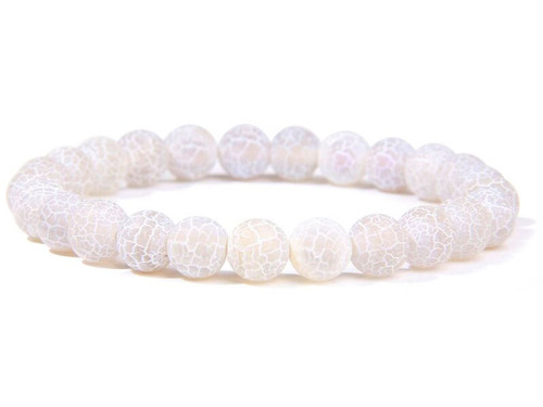 8mm White Spider Agate Elastic Bracelet 7.5" natural [b3f31w]