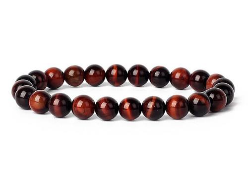 8mm Red Tiger Eye Elastic Bracelet 7.5" heated [b3g3r]